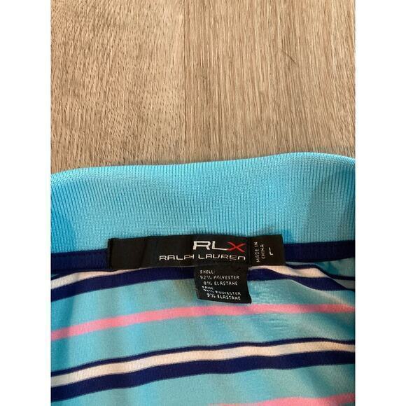 RLX Ralph Lauren Men's‎ Blue Striped Stretch Polo Shirt Short Sleeve L - Picture 6 of 11